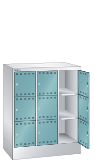 Bild 1: F&auml;cherschrank (BxTxH) 905x500x1095mm 3x3 F&auml;cher R7035/R5018